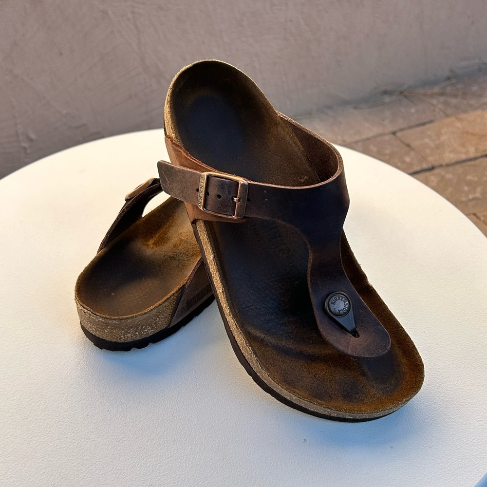 Birkenstock Gizeh Brown Leather Thong Sandals Size 39 W8 M6